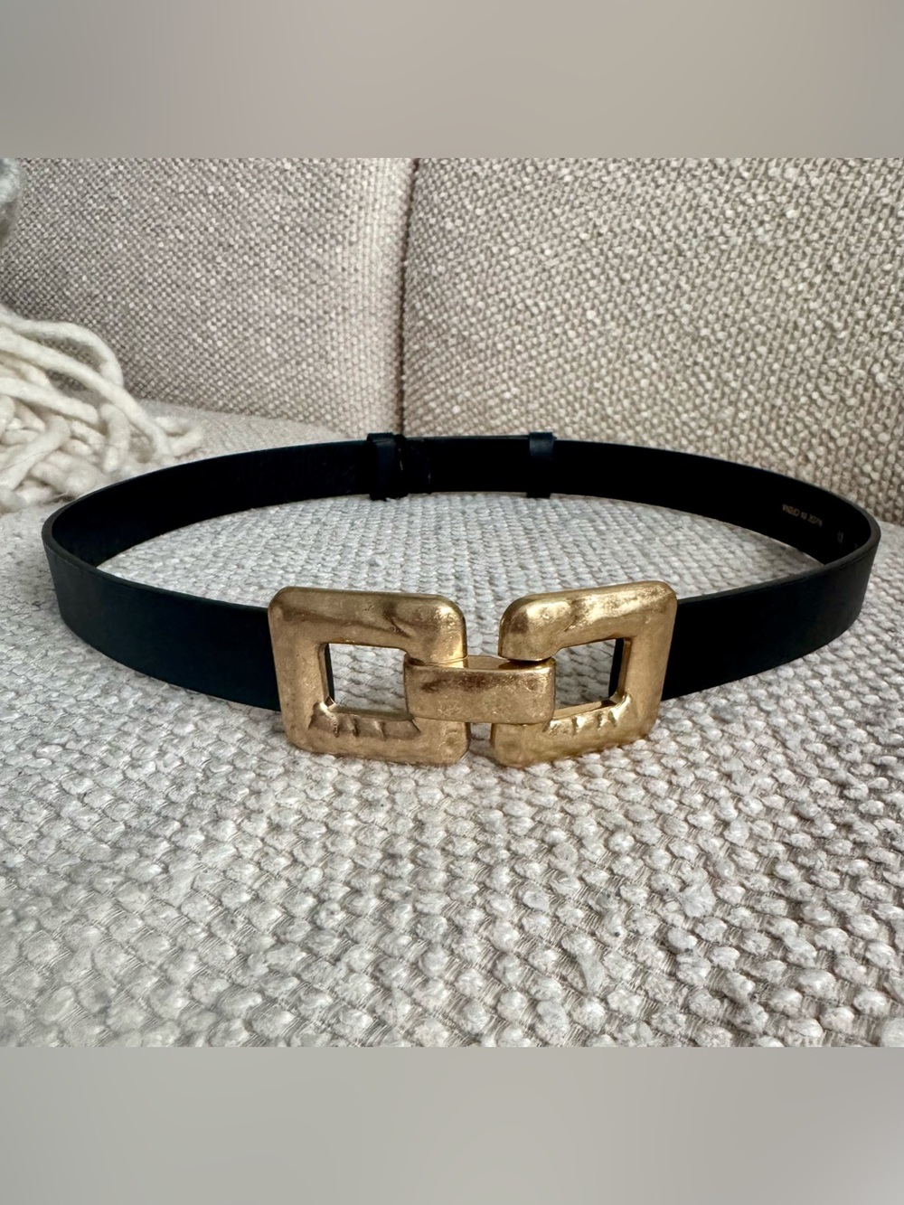 ZARA Double Goldtone Buckle Adjustment Black Belt